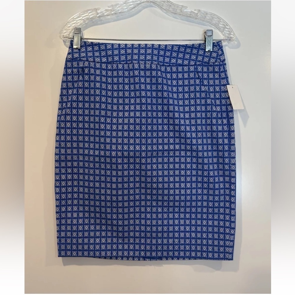 NWT The Limited‎ Blue Geometric Print Pencil Skirt Womens Size 2 (1679)